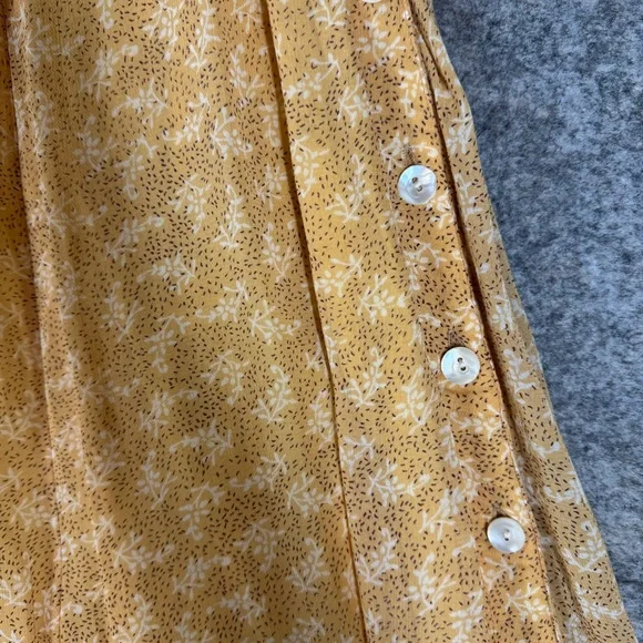 Vintage April Cornell Yellow Midi Skirt Floral Size S Boho Cottagecore Boho Chic - Picture 4 of 14